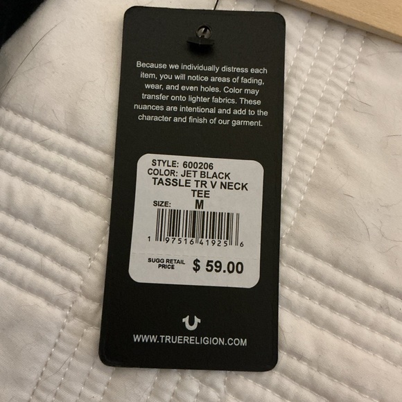 NWT True Religion Black Tee with Gold and Brown Logo - Picture 5 of 6